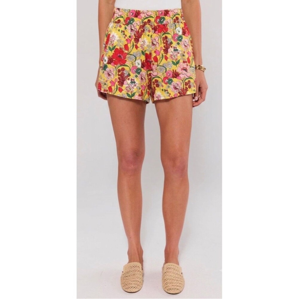 Ban.do Floral Lounge Flowy Shorts Size XS Rayon Retro Inspired 60s Vintage Charm